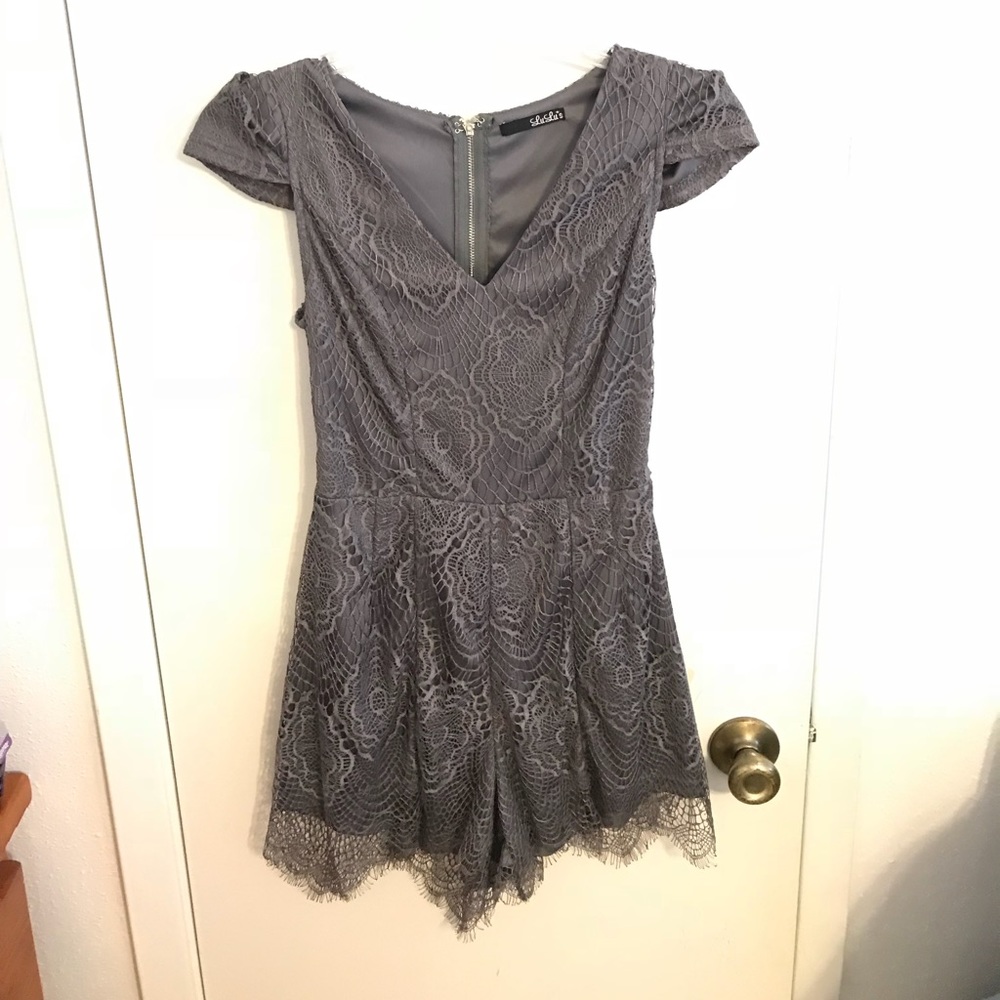 Gray lace romper